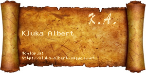 Kluka Albert névjegykártya